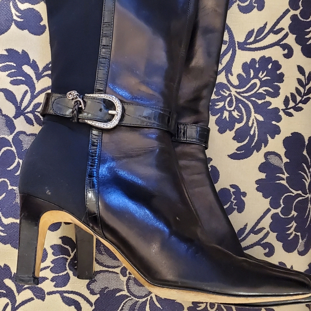 Brighton Dark Brown Black Leather Rachel Boot Size 9 N 9N Made In ITALY